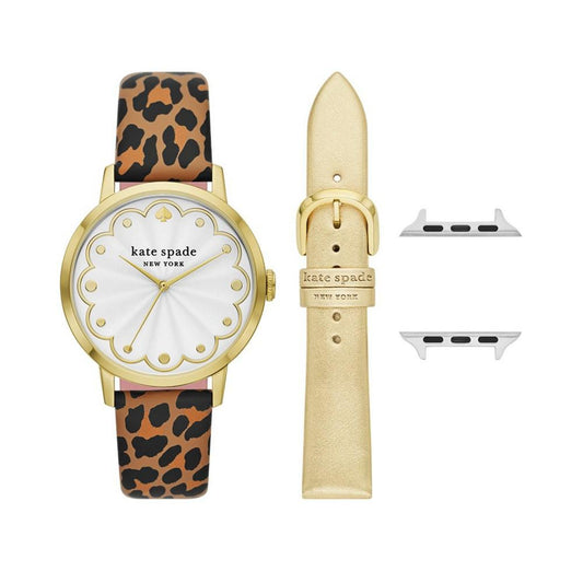 Women's Leopard Cross-Compatible Set, 38mm, 40mm, 41mm Bands for Apple Watch with Classic Watch Head Set