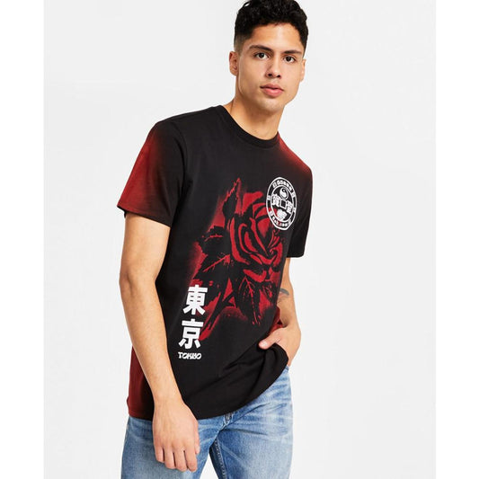 Men's Cotton Short-Sleeve Rose Graphic T-Shirt