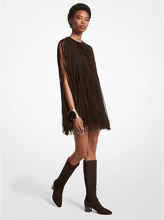 Bonded Suede Fringed Dress