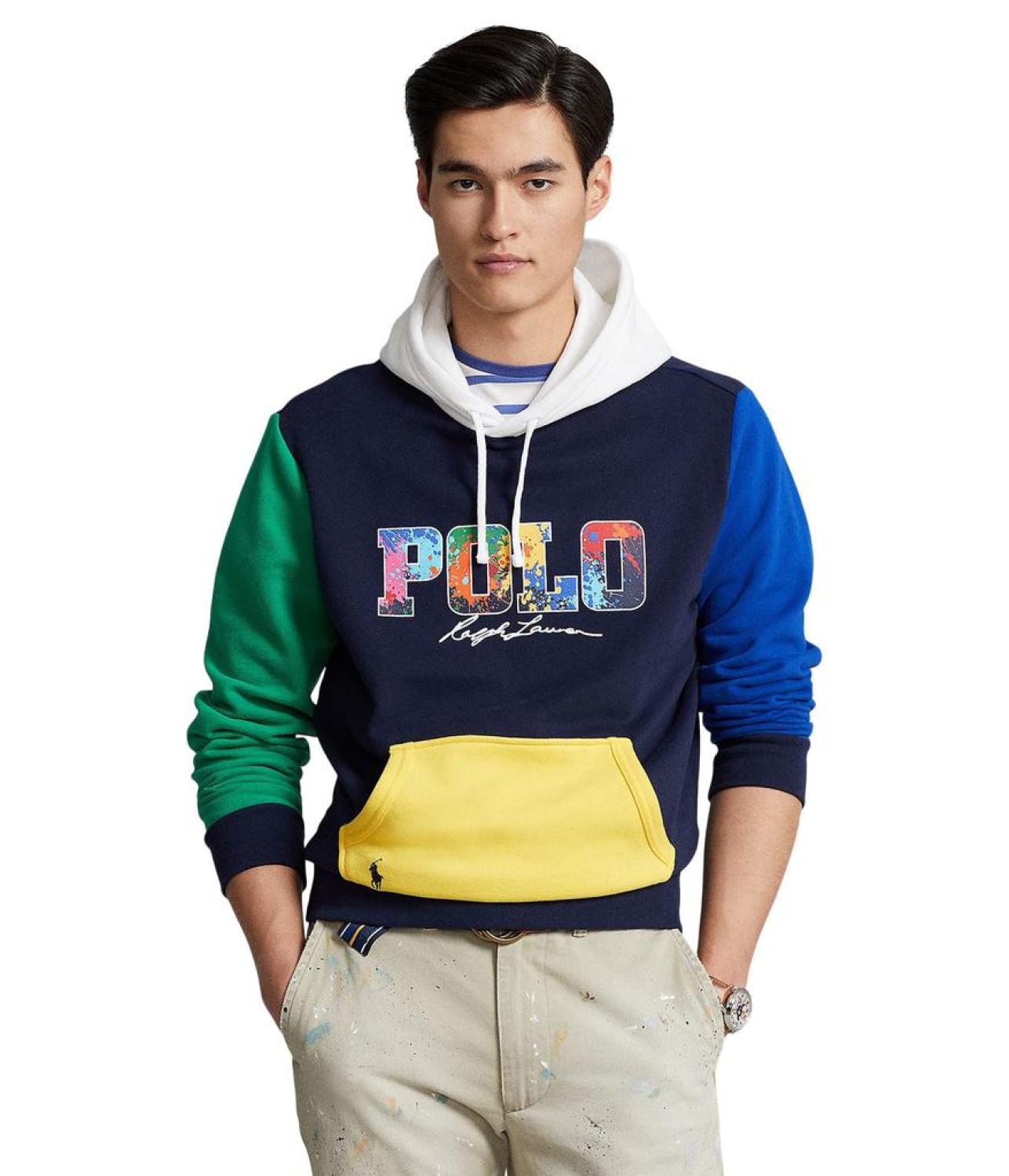 Logo Color-Blocked Fleece Hoodie