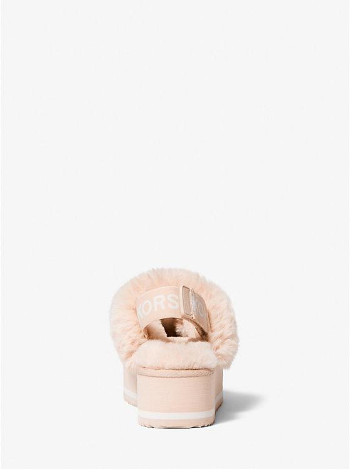 Fifi Signature Logo Nylon and Faux Fur Platform Slipper