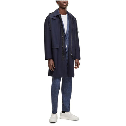 Men's Water-Repellent Hooded Wool Blend Coat