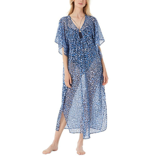 Women's Chain-Trim Caftan Midi Swim Cover-Up