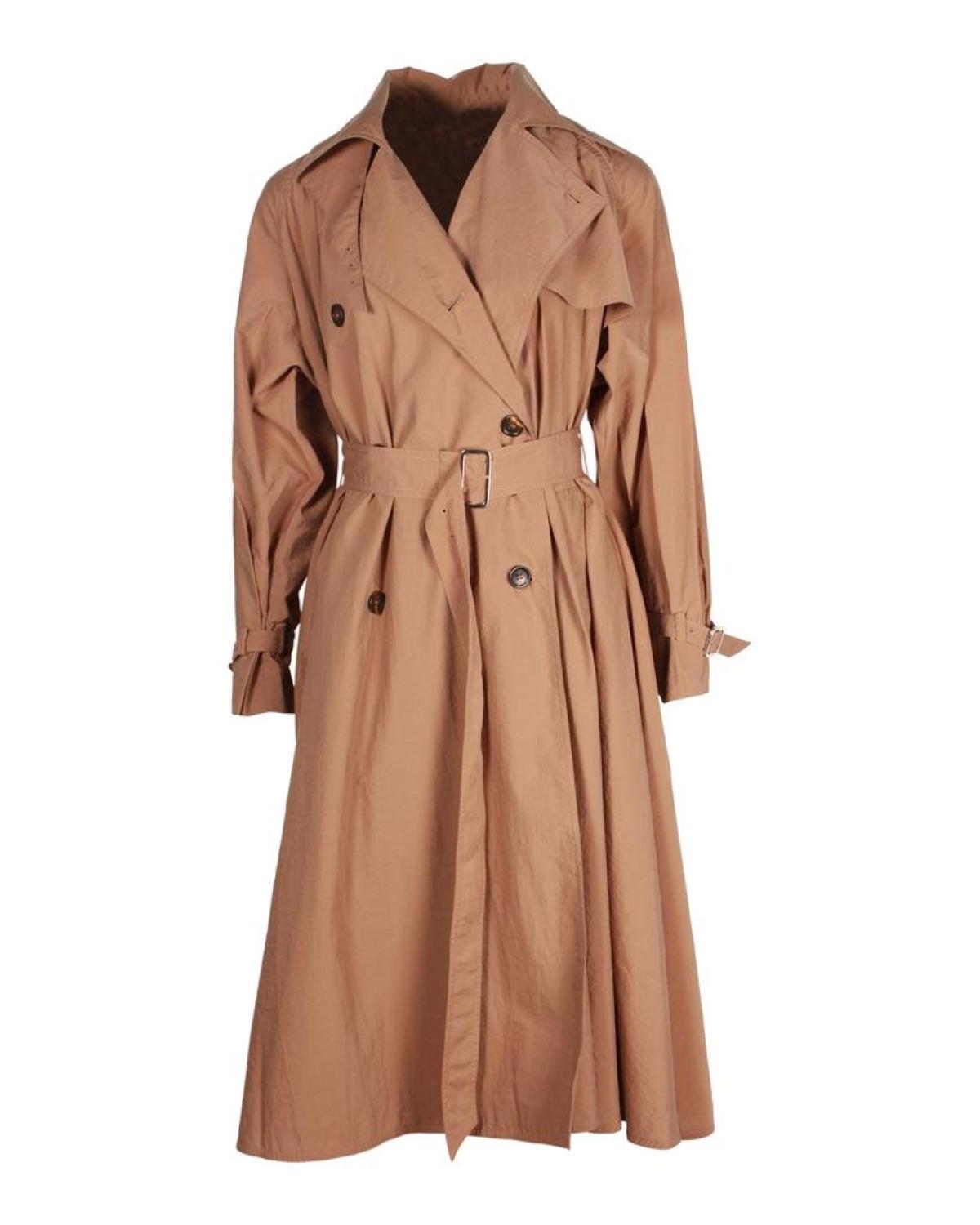 Max Mara Double-Breasted Trench Coat in Brown Cotton