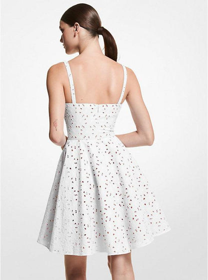 Floral Stretch Cotton Eyelet Dress