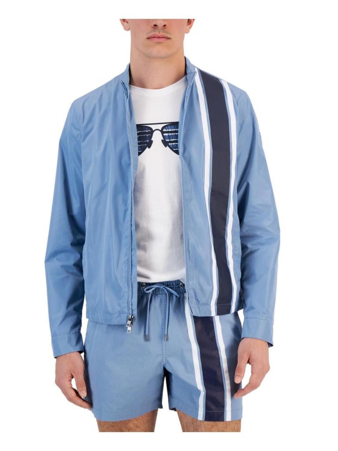 Mens Striped Workout Track Jacket