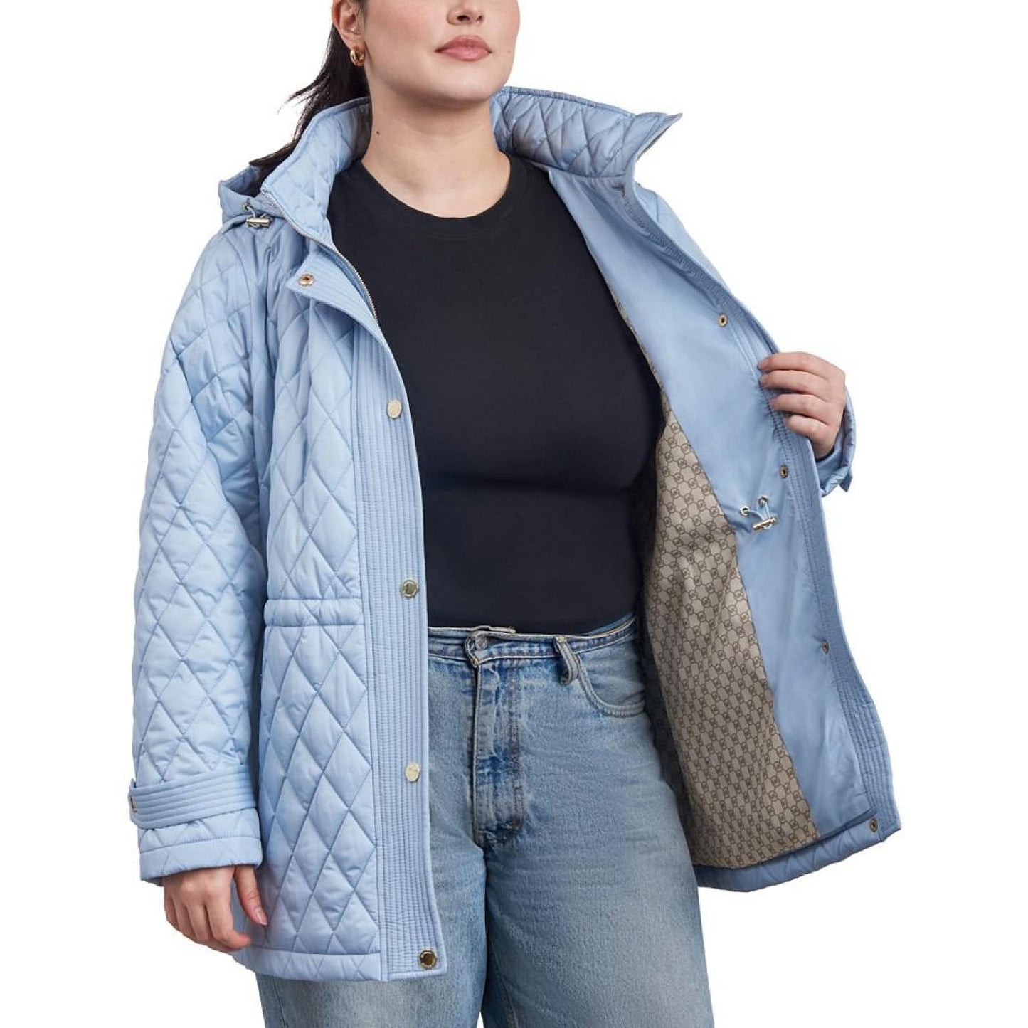 Women's Plus Size Quilted Hooded Anorak Coat