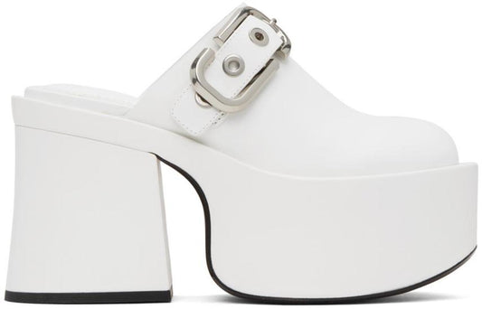 White 'The J Marc Leather' Mules