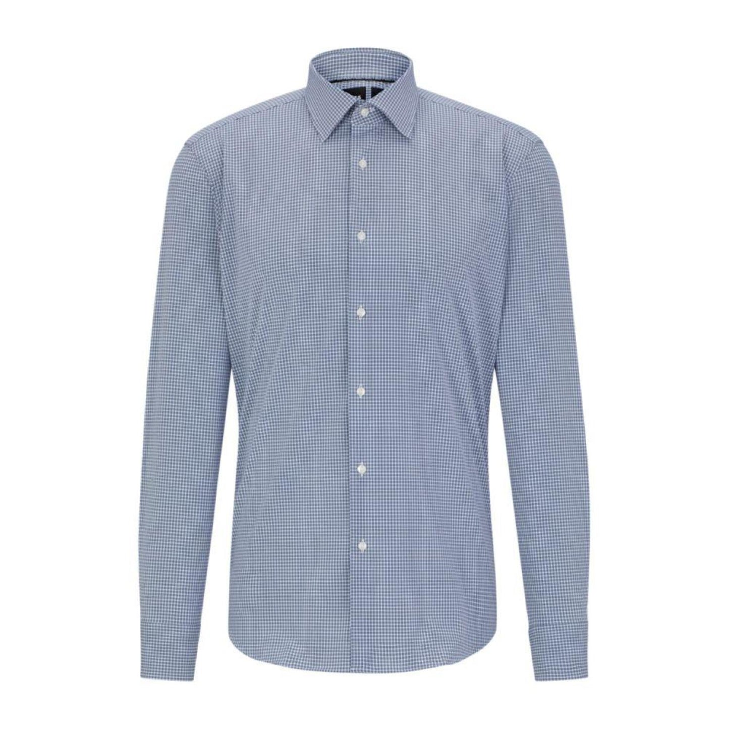 Regular-fit shirt in checked performance-stretch fabric