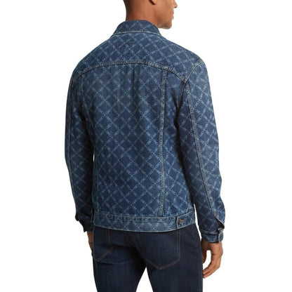 Men's Regular-Fit Empire Logo-Print Denim Jacket