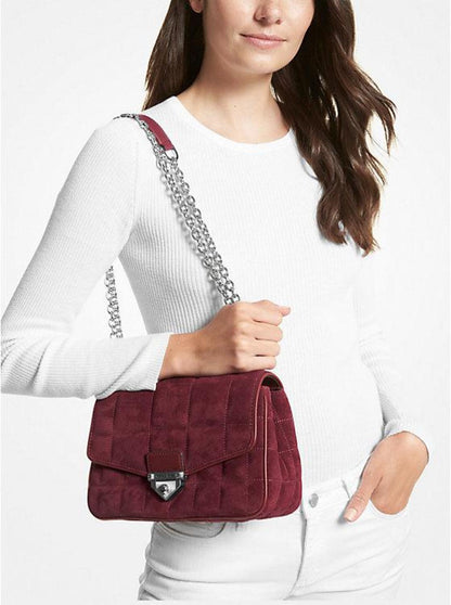 SoHo Large Quilted Suede Shoulder Bag