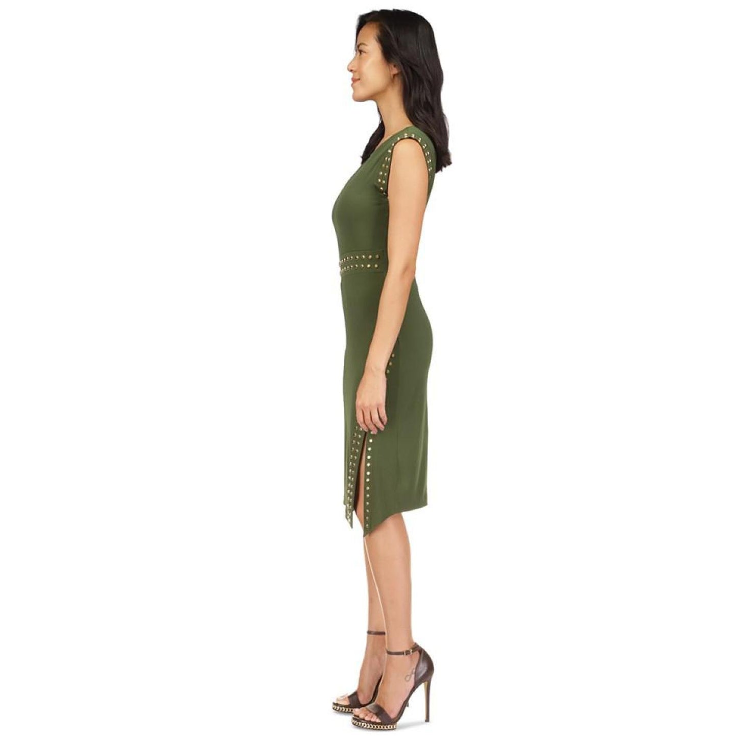 Petite Astor Studded Side-Slit Midi Dress