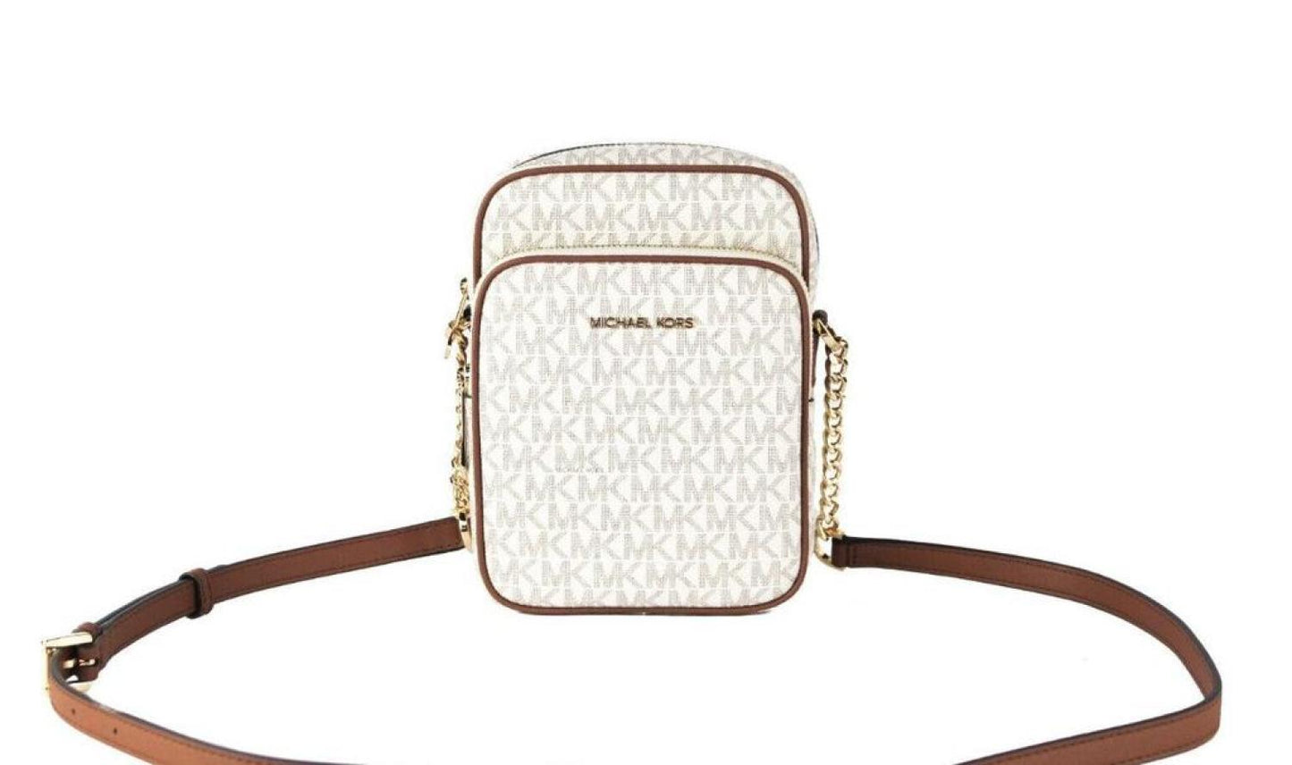 Michael Kors Jet Set Medium ivory PVC North South Chain Crossbody Women's Handbag