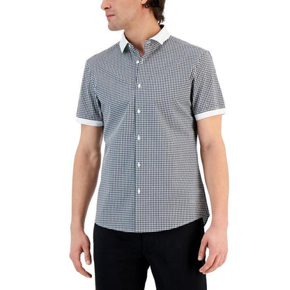 Men's Slim-Fit Short-Sleeve Gingham Shirt