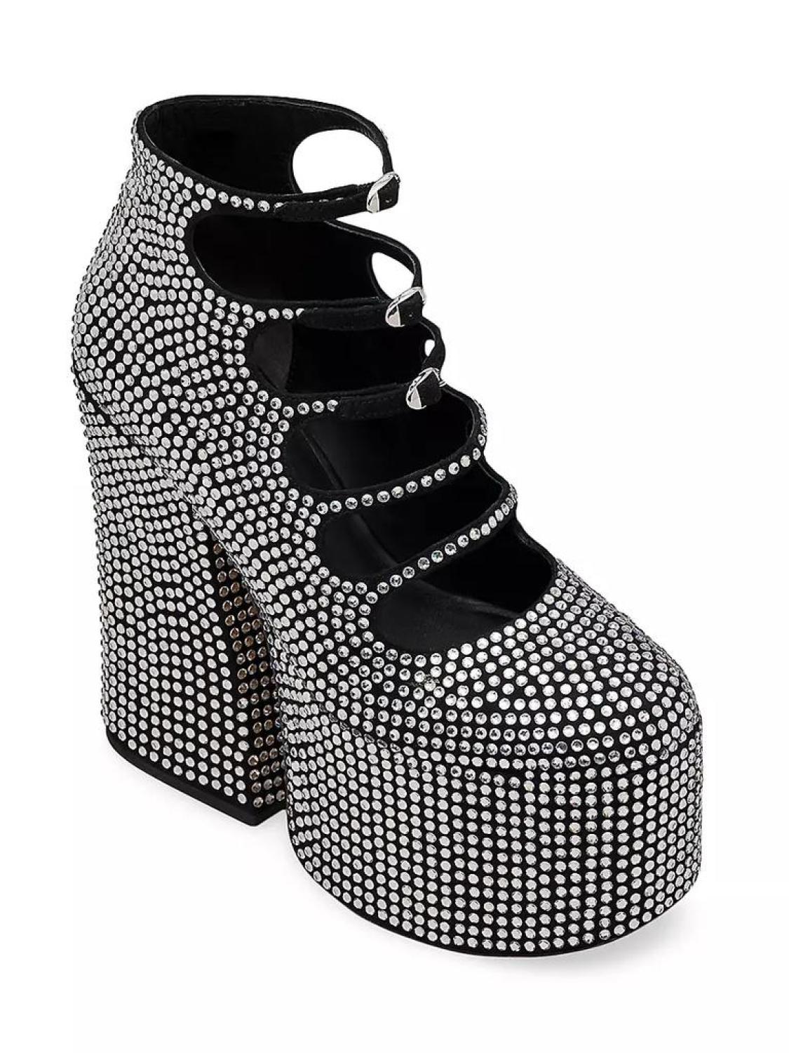 The Kiki 160MM Rhinestone Ankle Booties