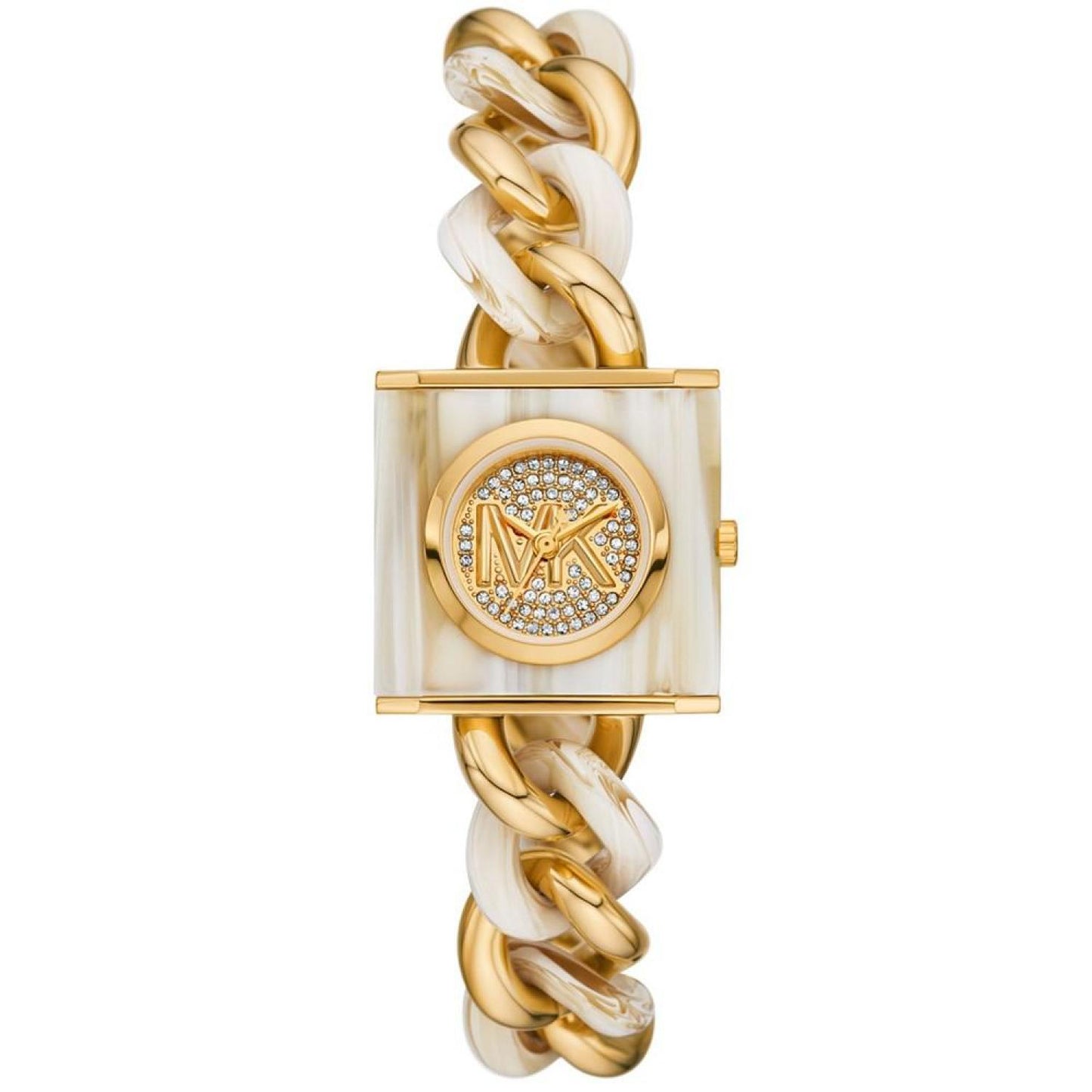 Women's Chain Lock Three-Hand Alabaster and Gold-Tone Stainless Steel Watch 25mm