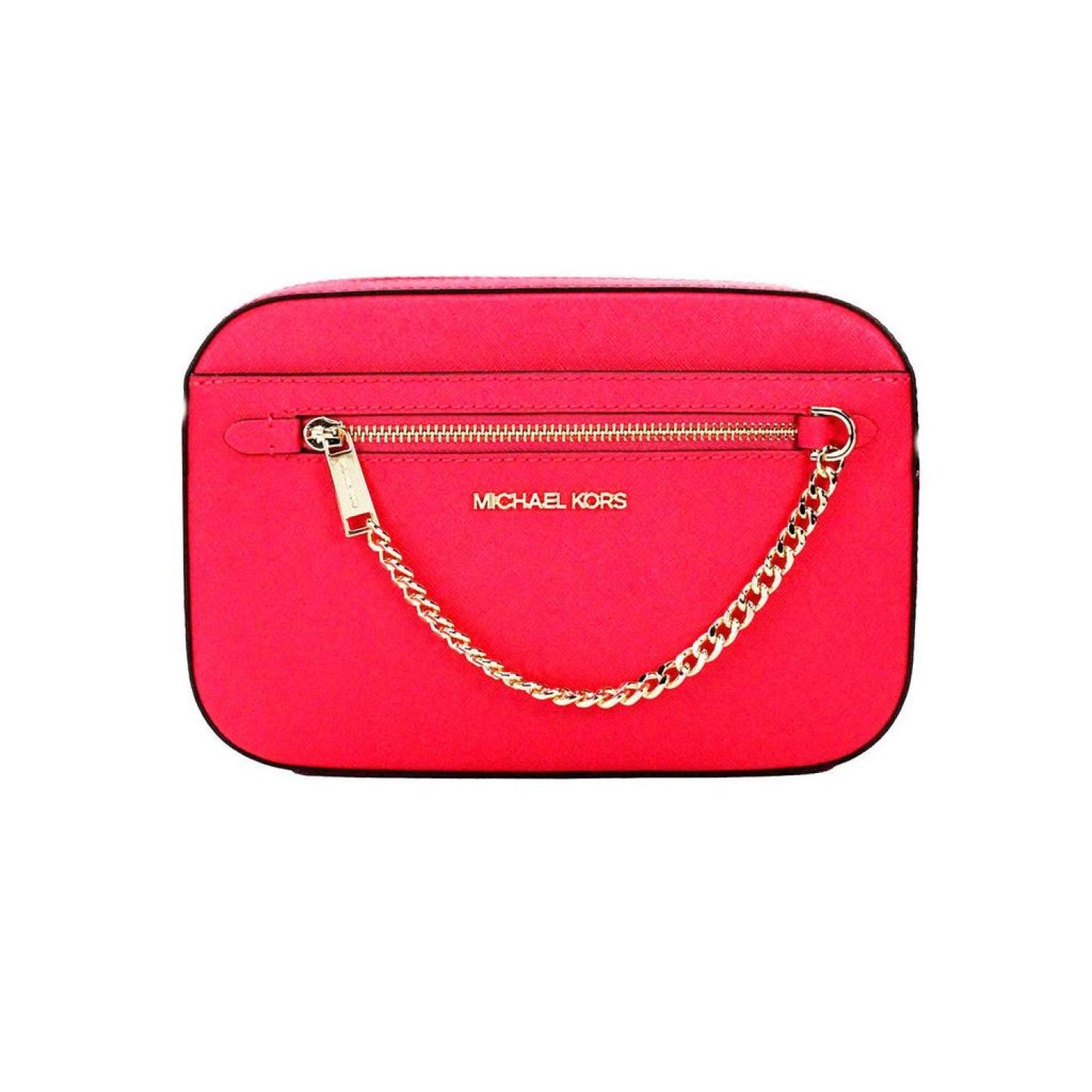 Michael Kors Jet Set East West pink Leather Zip Chain Crossbody Women's Bag