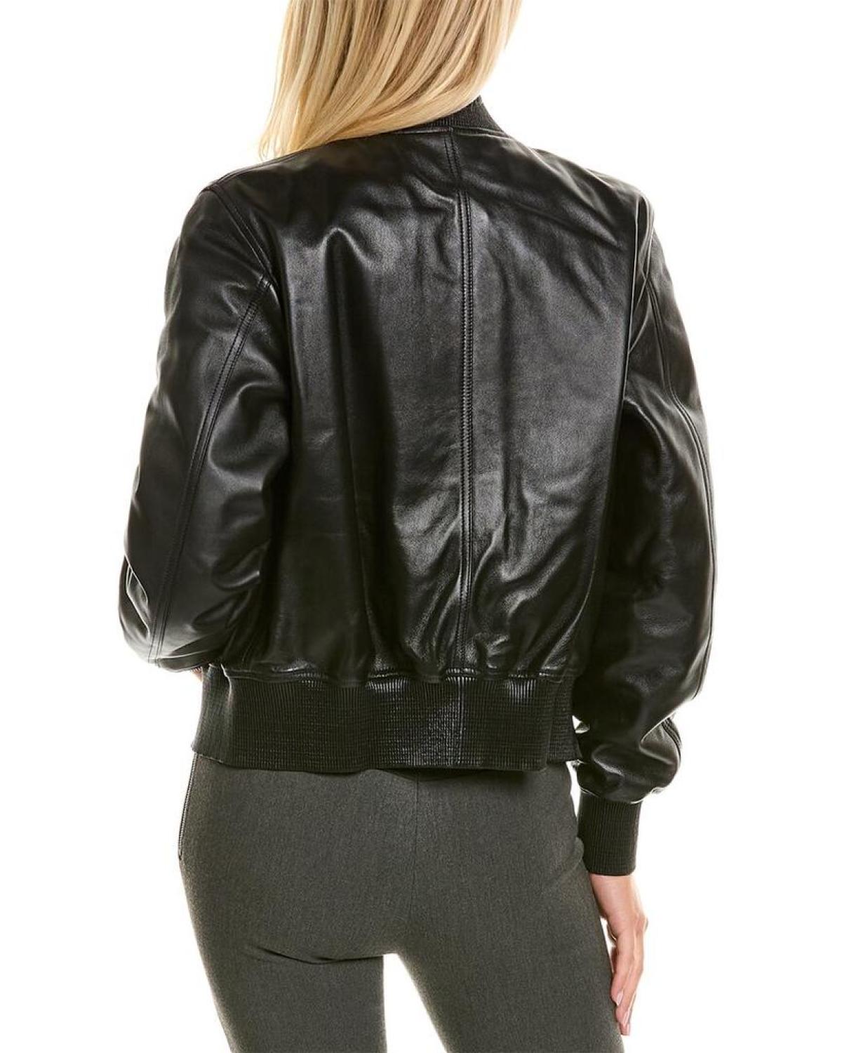 Michael kors leather bomber on sale jacket