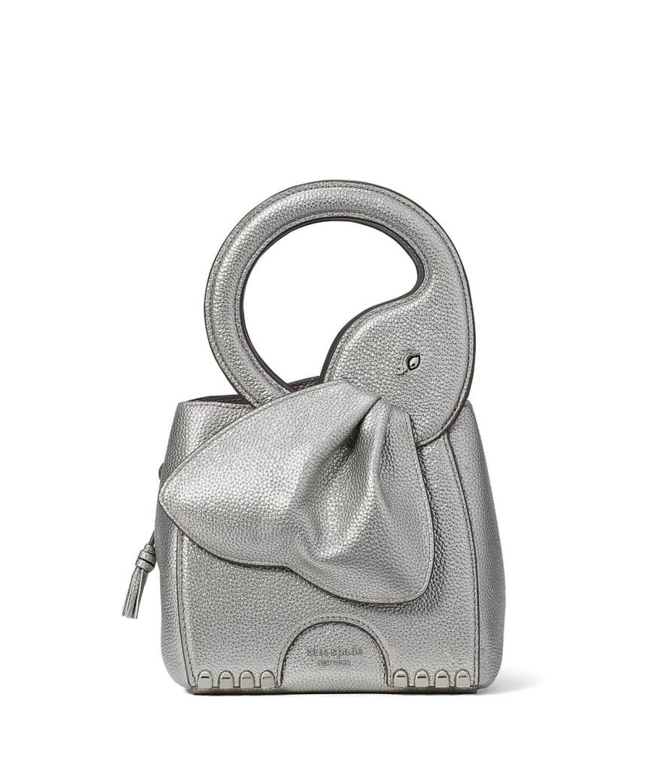 Ellie Metallic Pebbled Leather 3-D Elephant Top-Handle