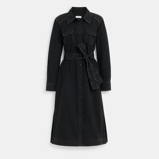 Coach Outlet Black Denim Button Up Dress