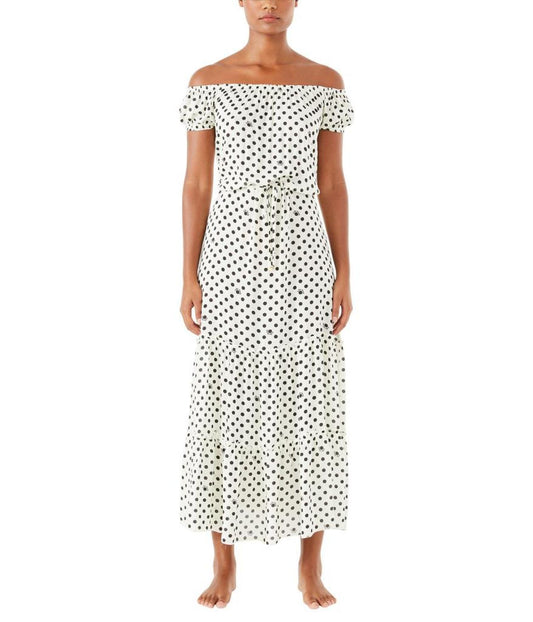 Lia Logo Dot Off-the-Shoulder Maxi Dress