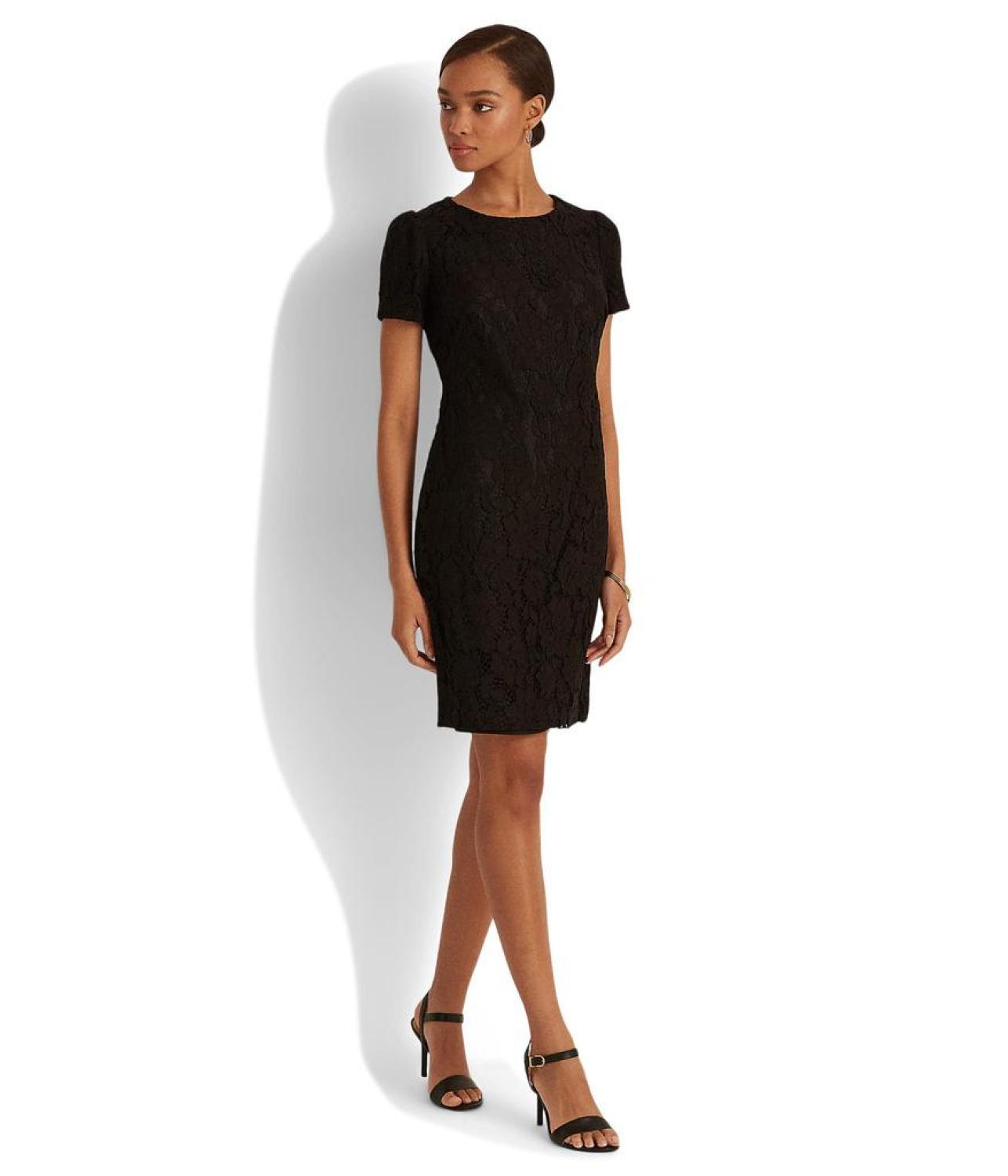 Puff-Sleeve Lace Cocktail Dress