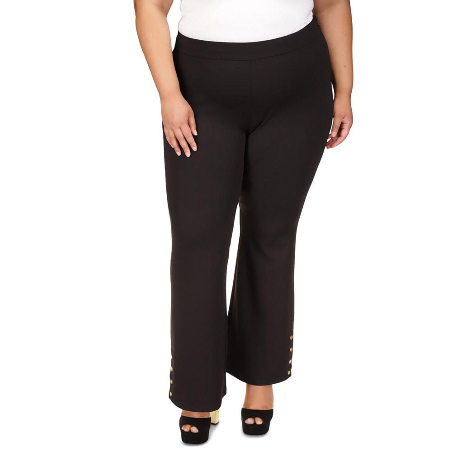 Plus Size Snap Flare-Leg Pants