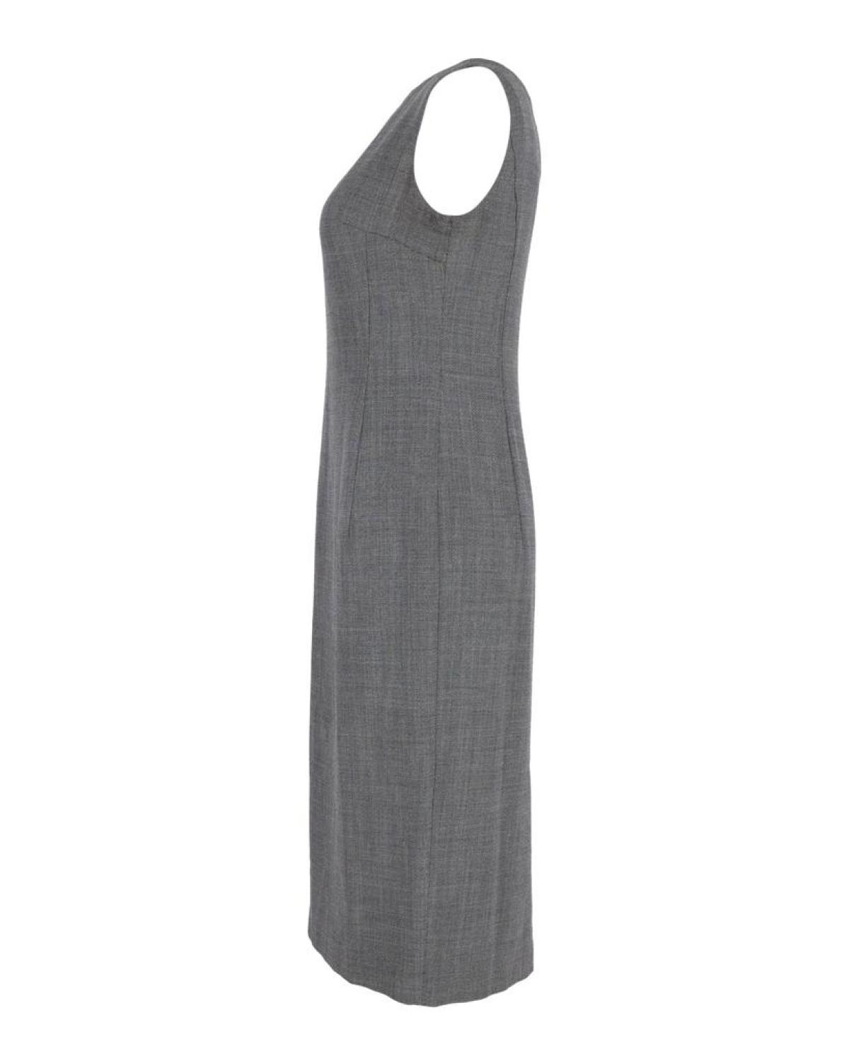 Max Mara Sleeveless Midi Sheath Dress in Grey Cotton