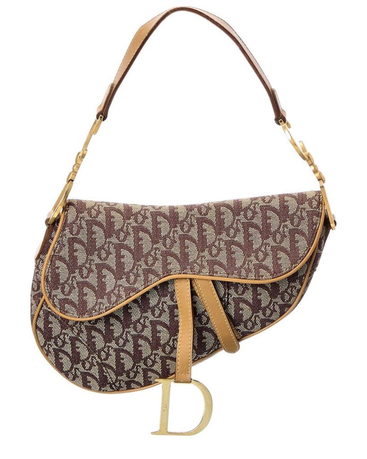 Dior Beige Monogram Canvas Saddle Bag (Authentic Pre-Owned)