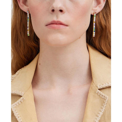 Faux Stone Signature Tennis Linear Earrings