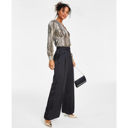 Petite Satin Wide-Leg Pants