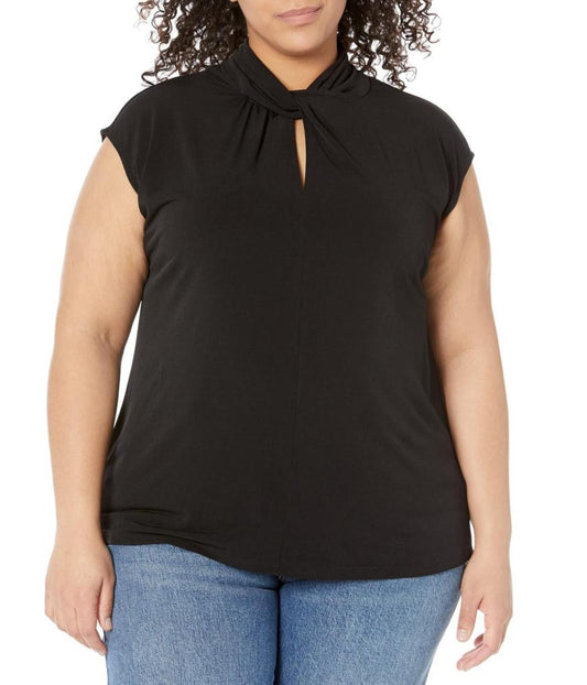 Plus Size Twist Neck Sleeveless Top