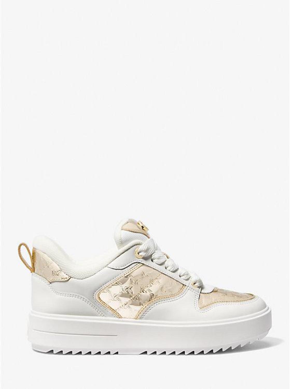 Rumi Leather and Logo-Embossed Metallic Platform Sneakers