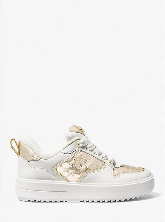 Rumi Leather and Logo-Embossed Metallic Platform Sneakers