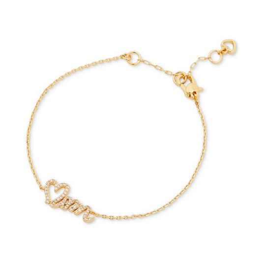 Gold-Tone Pavé Heart Mom Link Bracelet