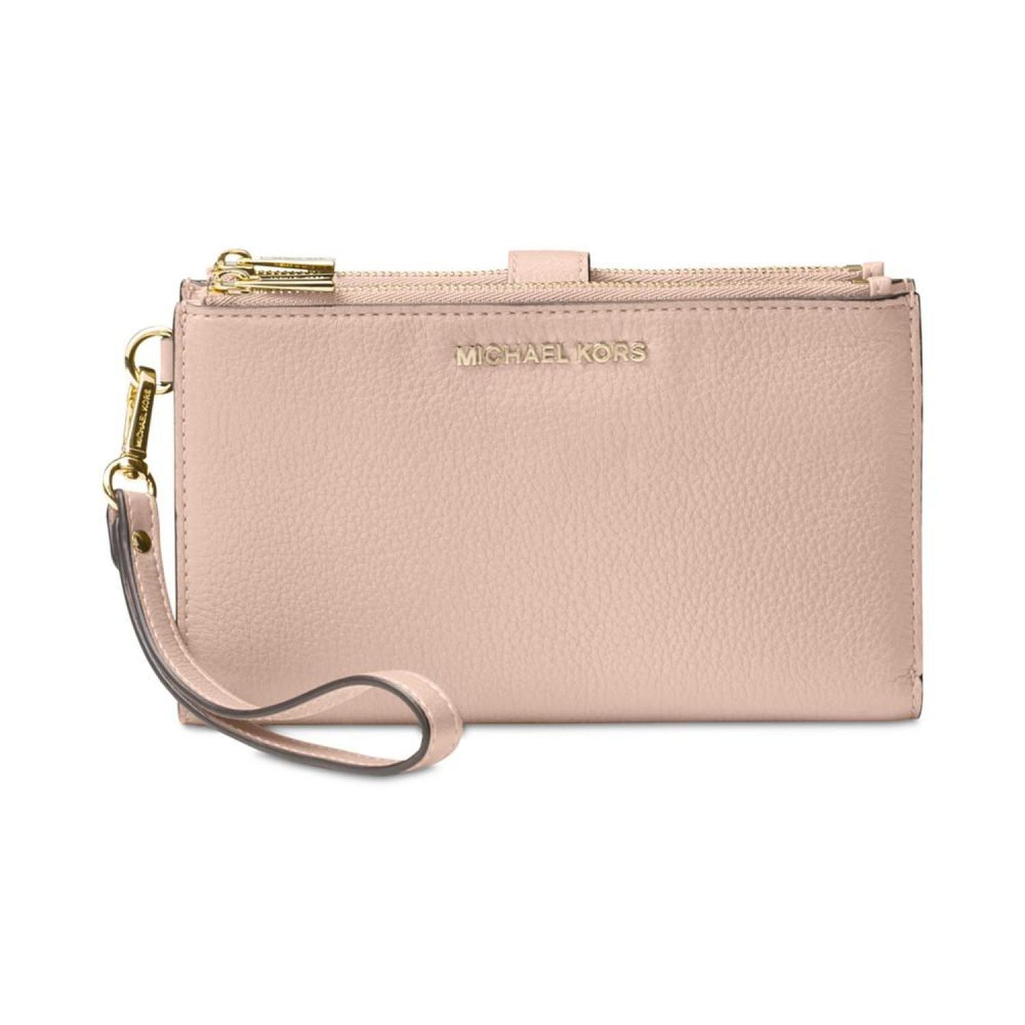 Adele Double-Zip Pebble Leather Phone Wristlet