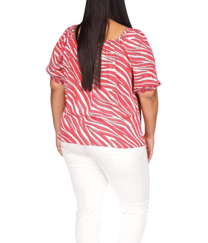 Plus Size Zebra Square Neck Top