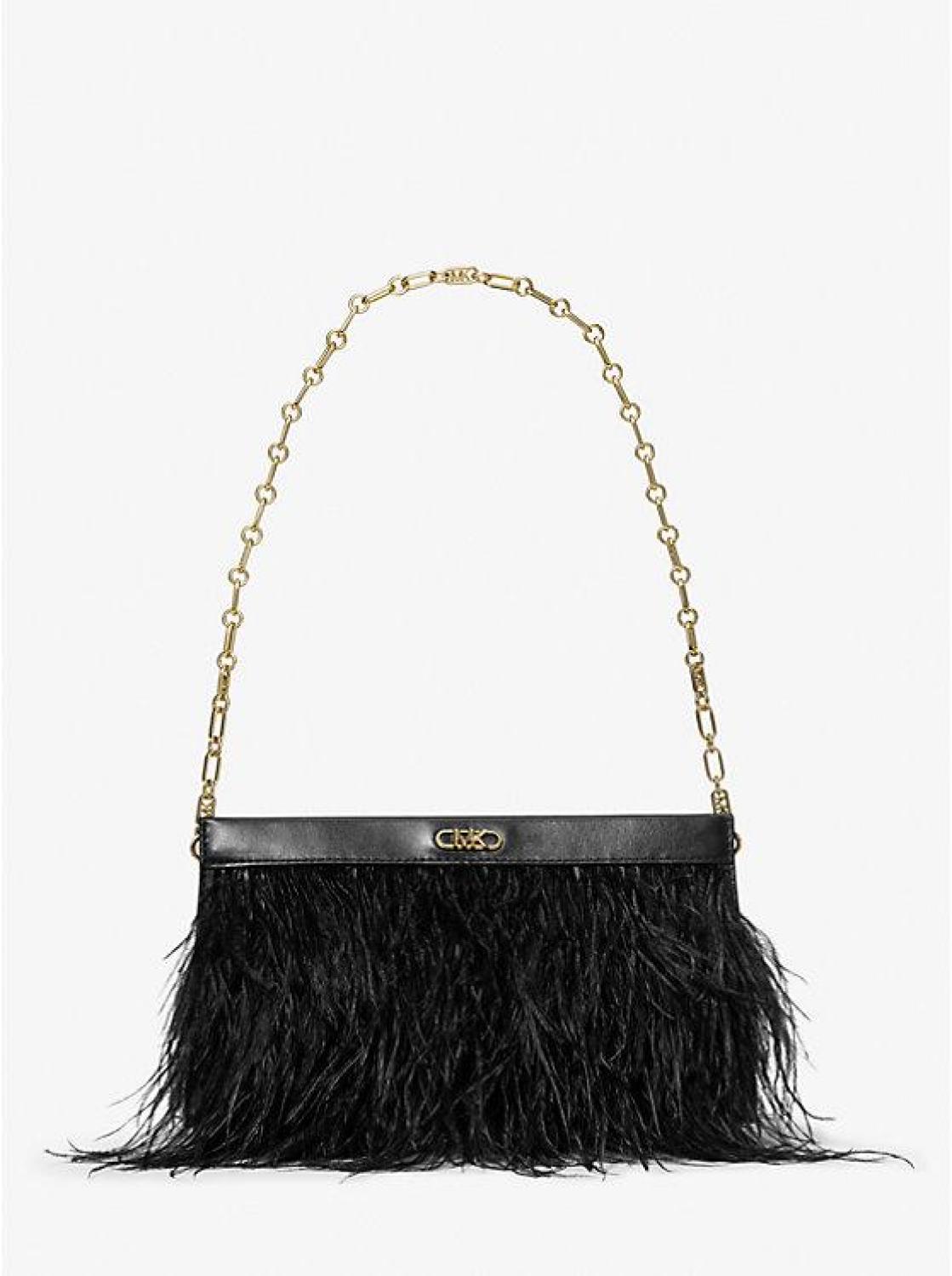 Tabitha Large Feather Embellished Clutch