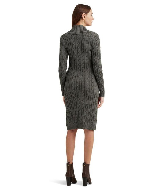 Cable-Knit Buckle-Trim Sweater Dress