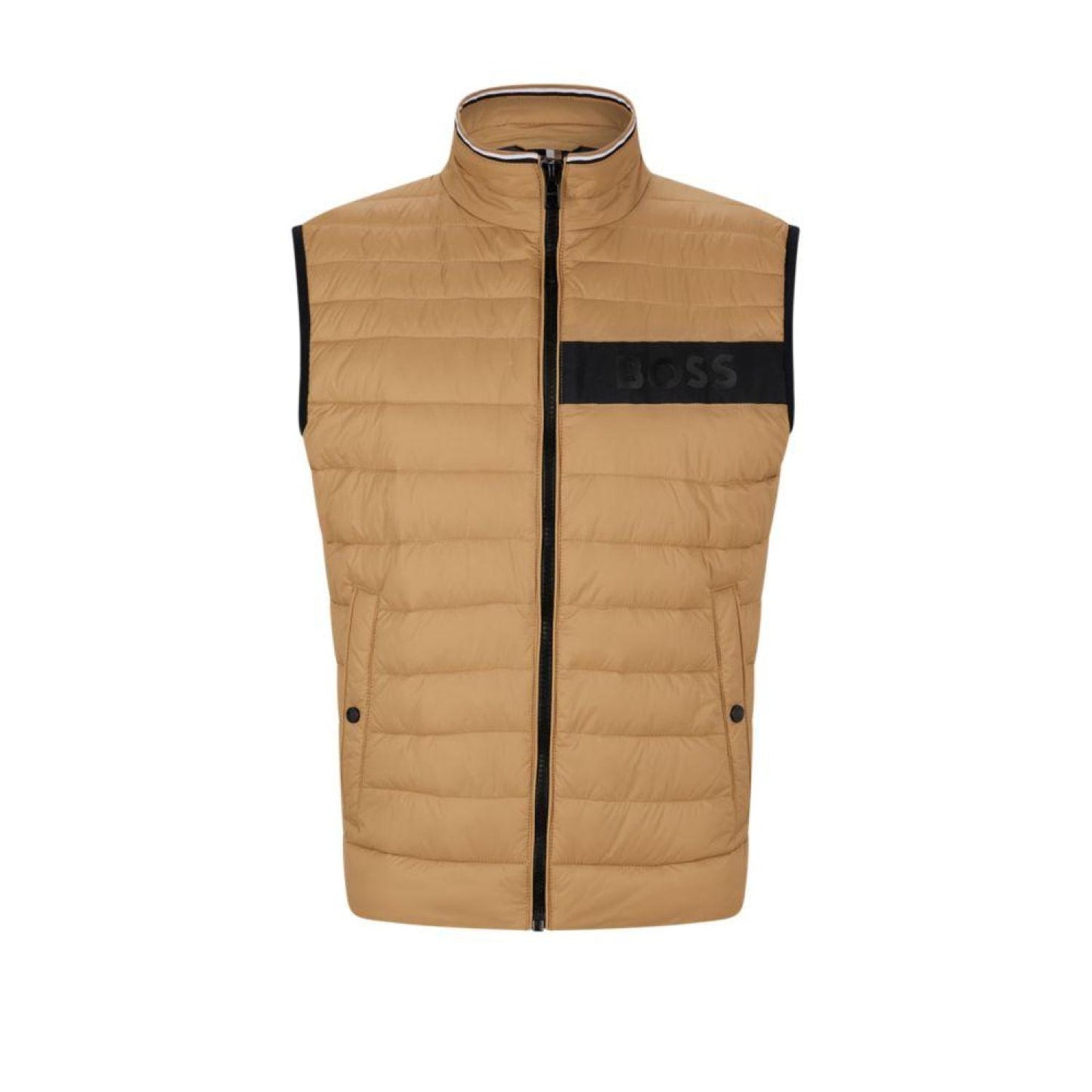 Water-repellent padded gilet with 3D logo tape