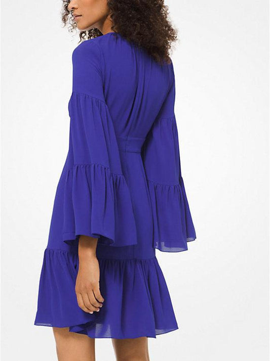 Silk-Georgette Peasant Dress