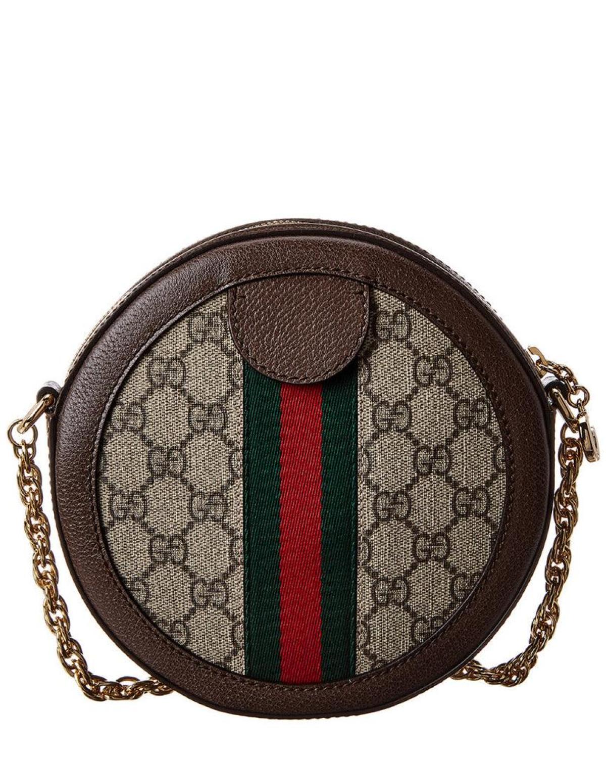 Gucci Ophidia Mini Round GG Supreme Canvas & Leather Crossbody