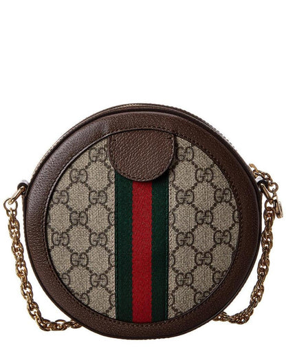 Gucci Ophidia Mini Round GG Supreme Canvas & Leather Crossbody