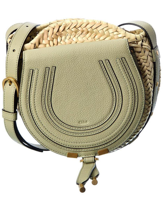 Chloé Marcie Raffia & Leather Basket Crossbody