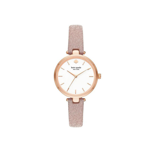 Women's Holland Three-Hand Rose Gold-Tone Glitter Leather Watch 34mm