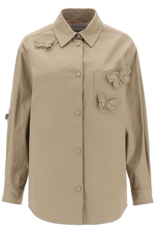 Valentino garavani stretch cotton canvas overshirt with high reliefs