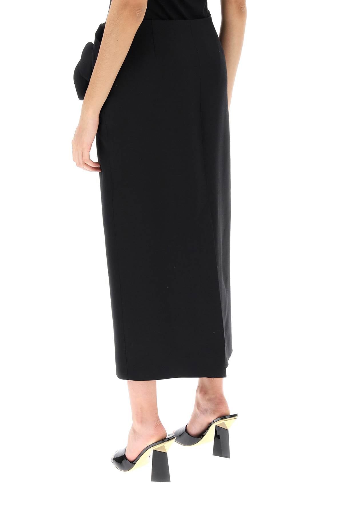 Valentino garavani crepe couture pencil skirt with rose appliqués