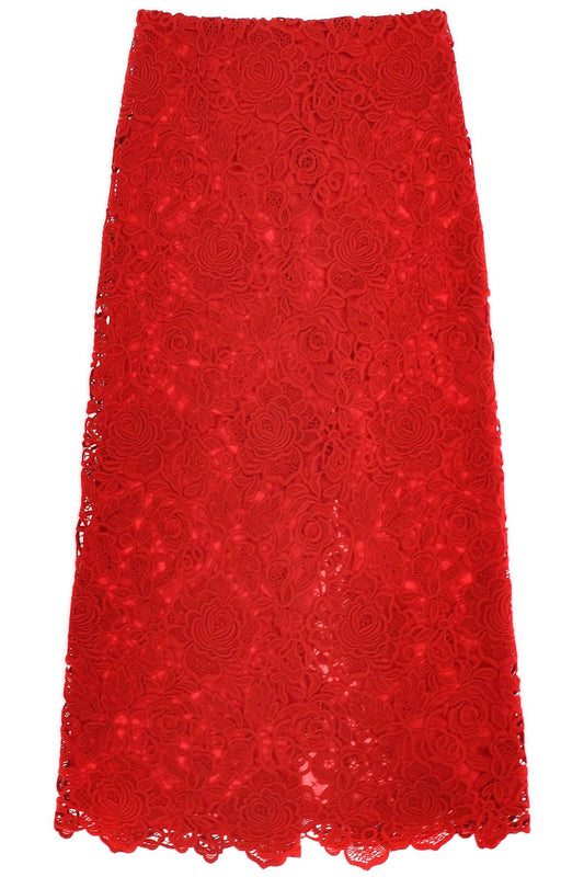 Valentino garavani floral guipure lace pencil skirt