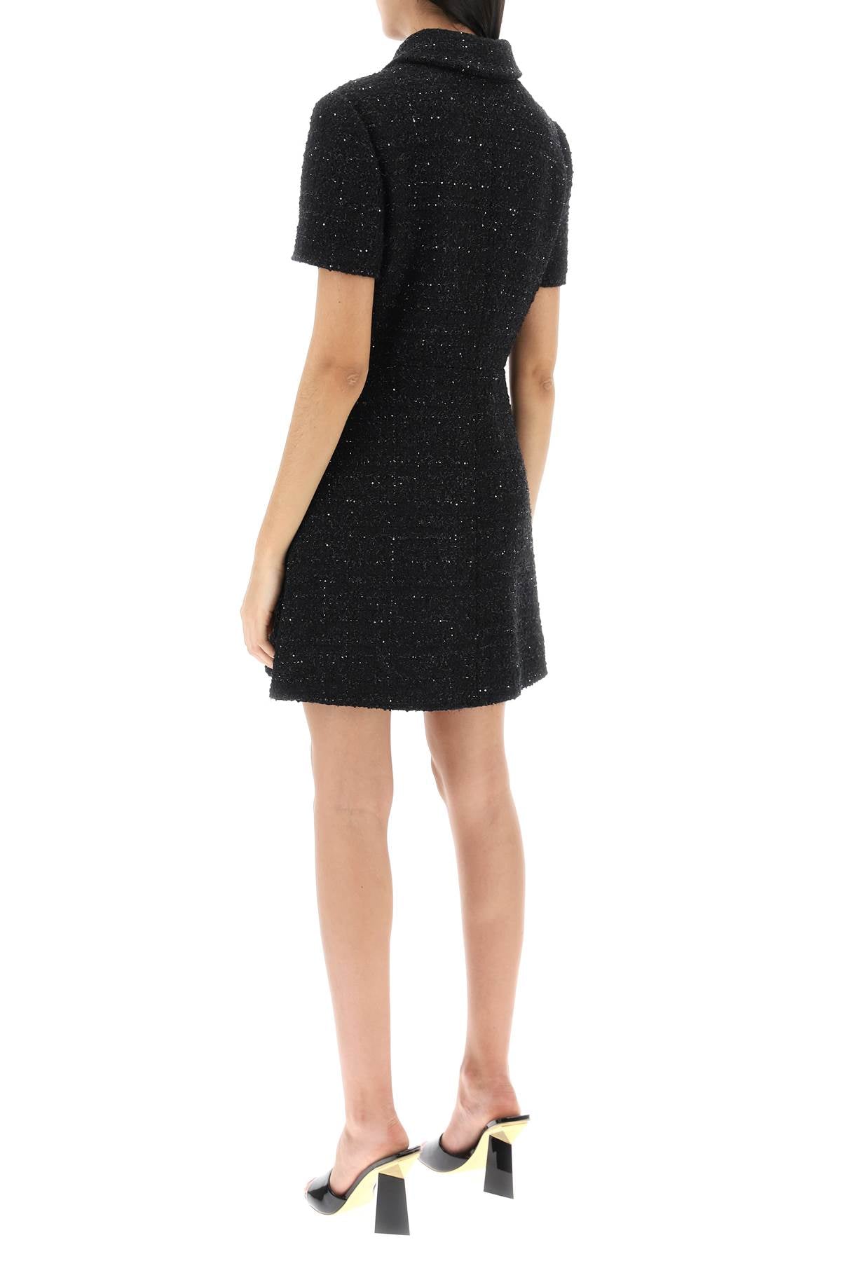 Valentino garavani glaze tweed mini dress with diamanté buttons