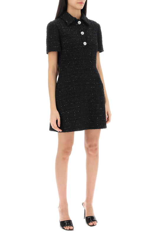 Valentino garavani glaze tweed mini dress with diamanté buttons